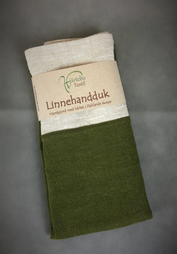 Linnehandduk - grön/natur
