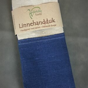 Linnehandduk -  blå/natur