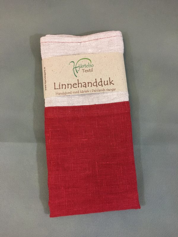 Linnehandduk mörkröd/natur
