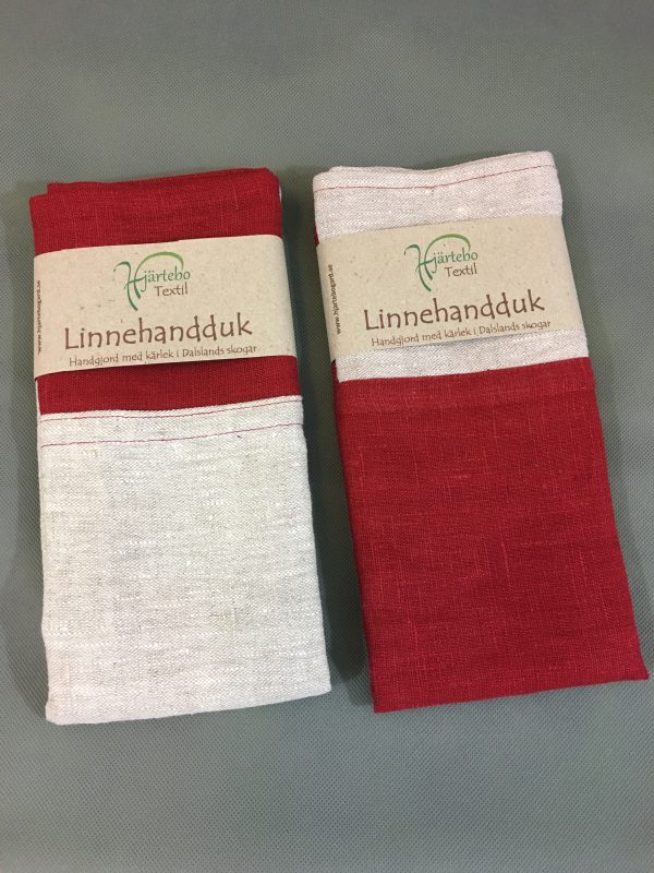 Linnehandduk mörkröd/natur - Bild 3